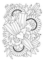 doodle blomma ritning. konstterapi målarbok. artline. svart och vit bakgrund för färgläggning. vektor