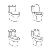 Toilettenskizzenschild. Toilettenschüssel mit Sitz. Strichzeichnungen-Icon-Set. vektor