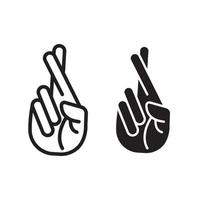 gekreuzte Finger Geste Vektorsymbol mit der Hand vektor