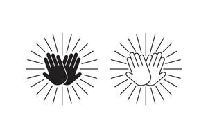 hohe fünf Handgeste mit Sunburst-Vektorsymbol vektor