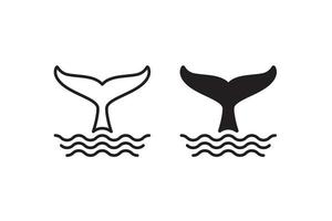 whale tail och vågor vektor ikon