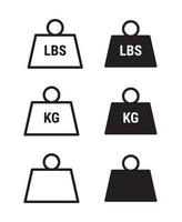 uppsättning av enheten imperialistiska pund massa, kilogram och metall vikt tung massa vektor ikon