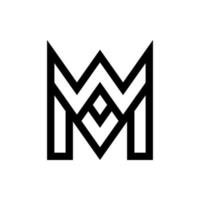 gyllene krona första bokstaven monogram wm eller mw logotyp design vektor