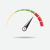 Tachometer oder Drehzahlmesser mit Pfeil. Infografik-Anzeigeelement. Vorlage für Download-Design. bunte Vektorillustration im flachen Stil. vektor