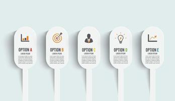Vektorillustration Infografiken 5 Optionen. vorlage für broschüre, business, webdesign. vektor