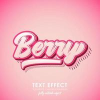 Berry Letter Premium-Texteffekt mit rosa Thema und 3D-Design und Muster vektor