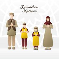 illustration av en familj som välkomnar månaden ramadan. lycka familj i månaden ramadan. grattis till fastan - vektorillustration vektor