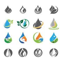 vattendroppe droppe med blad för naturliga färska hälsosamma eko logotyp design vektor