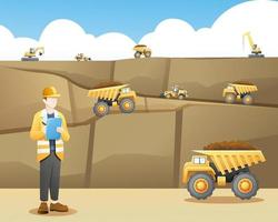 Bergbauarbeiter, der einen Bergbauhintergrund zur Kenntnis nimmt vektor