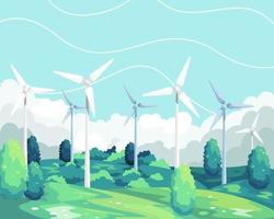 Vektor-Illustration Windkraftanlagen erneuerbare Energien vektor