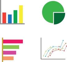 affärsdata marknadselement punkt stapel cirkeldiagram diagram och grafer platt ikoner set vektor