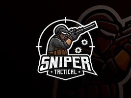 Scharfschützen-Maskottchen-Sport-Logo-Design vektor