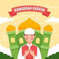 en muslim som ber i månaden ramadhan vektor