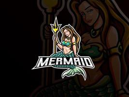 mermaid esport logotyp vektor