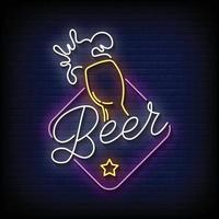 Bier Neonzeichen Stil Text Vektor