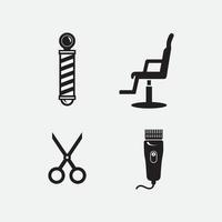 vintage barbershop logotyp set och design emblem etiketter, märken, logotyper bakgrundsillustration vektor