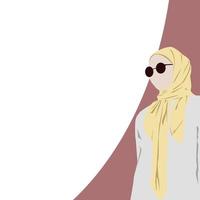 illustration der schönen muslimischen frau, die hijab und brille trägt. vektor