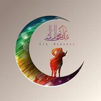 vektorillustration des opferfests eid-al-adha mit dekorativem buntem halbmond vektor