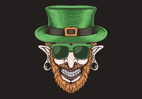 Leprechaun med piercinghuvudet St. Patrick&#39;s day design vektor