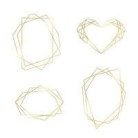 samling av gyllene geometriska ramar. lyxiga polygonala ramar, bårder för bröllopsinbjudningar, gratulationskort. vektor illustration