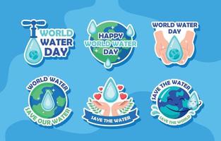 Aufkleberpaket zum Weltwassertag vektor