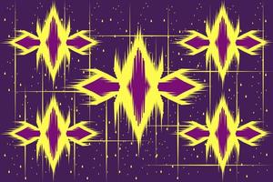 Natives Stoffdesign aus geometrischen Formen verwendet es als Hintergrund, Hemdmuster und macht Muster auf Dingen. lila und gelbe Diamanten Wassertröpfchen und Streifen.