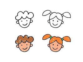 Kinderzeichnung. handgezeichnetes Mädchen und Junge. Vektor-Doodle-Illustration. vektor