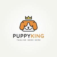 puppy king minimalistisk platt djuraffärslogotyp vektor