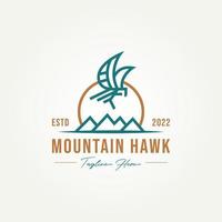 Mountain Hawk einfache Strichzeichnung Logo-Design vektor