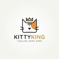 kitty king minimalistisk platt djuraffärslogotyp vektor