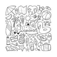 sommar doodles, ClipArt isolerad på vit bakgrund. bra för barn målarbok, scrapbooking, stationärer, klistermärken, etiketter, kort, affischer, etc. eps 10 vektor