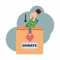 Hand mit Geldspenden für wohltätige Zwecke vektor