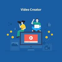 Video Creator-Konzept. Online-Geschäftsleute vektor