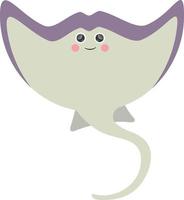 Stachelrochen Krampf Fisch Symbol niedlich Cartoon Charakter Baby Bildungskarte lächelnd Meer Ozean wildes Tier vektor