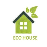 grönt hus ikon eco hem logotyp vektor