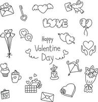 Alla hjärtans dag i doodle stil vektor