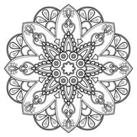 Vektor abstrakte Mandala-Muster. Kunst an der Wand. Malbuch Spitzenmuster das Tattoo. Design für ein Tapetenfarbenhemd und Fliesenaufkleberdesign, dekoratives Kreisornament im orientalischen Ethnostil