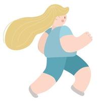 platt illustration av en kvinna medan du joggar. vektor