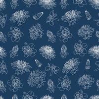 Nahtloses Muster mit handgezeichneten Dahlienblüten. floraler botanischer nahtloser Musterhintergrund, geeignet für Modedrucke, Grafiken, Hintergründe und Kunsthandwerk vektor
