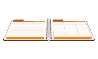 öppen dagbok för att skriva i platt stil. skoldagbok i perspektiv. arrangör, planerare. färg vektor illustration. isolerad på en vit bakgrund.