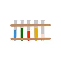 Reagenzgläser für chemische Experimente und Analysen auf einem Ständer im Doodle-Stil. medizinisches Inventar. Geräte für Chemiker. Schulausstattung. isoliert auf weißem Hintergrund. Farbvektorillustration. vektor