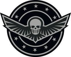 militärisches Emblem mit Totenkopf und Flügeln, Grunge-Vintage-Design-T-Shirts vektor