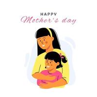 glad mors dag kort. mamma bär sin lilla dotter. vektor illustration