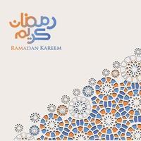 luxuriöses und elegantes design ramadan kareem mit arabischer kalligraphie und islamischen dekorativen bunten details des mosaiks für islamische grüße.vektorillustration. vektor