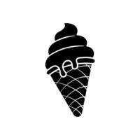 Eiswaffelkegel-Vektorsymbol. Liniensymbol. schwarze Silhouettenillustration vektor