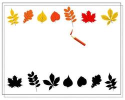 ein Puzzlespiel für Kinder, finden Sie die richtige Silhouette für die Herbstblätter der Bäume. vektor