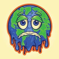 Happy Earth Day geschmolzene Globus-Vektorillustrationen für Ihr Arbeitslogo, Maskottchen-Waren-T-Shirt, Aufkleber und Etikettendesigns, Poster, Grußkarten, die Unternehmen oder Marken bewerben. vektor