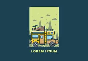 starke große camper van camping illustration vektor