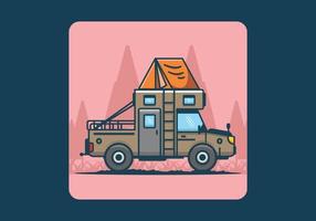 flache illustration des bunten camping-lkw vektor