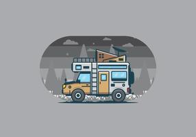 starke große camper van camping illustration vektor